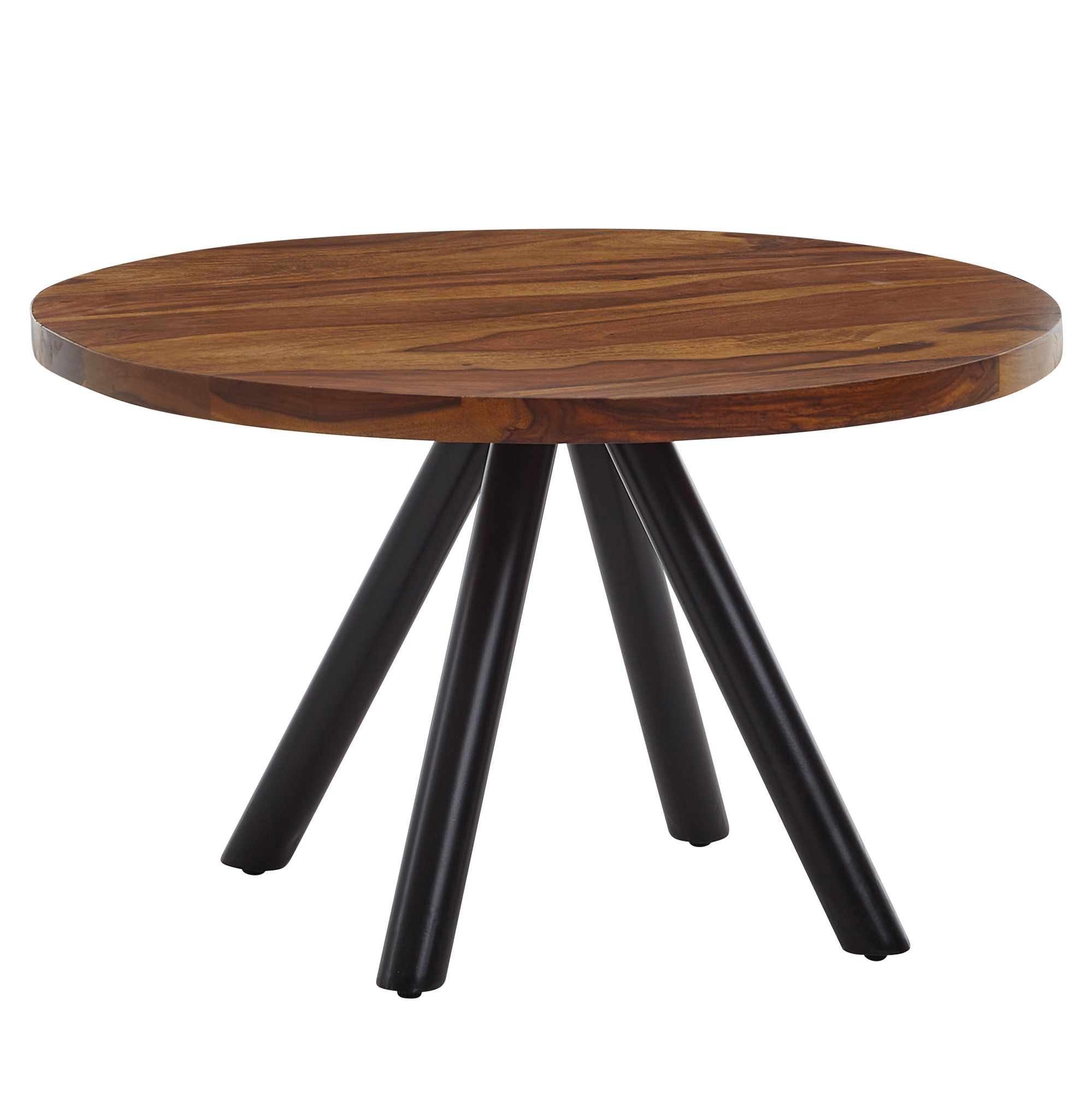Couchtisch Sheesham Massivholz rund Ø60cm Wohnzimmertisch Metallbeine Industrial – Ansicht 6