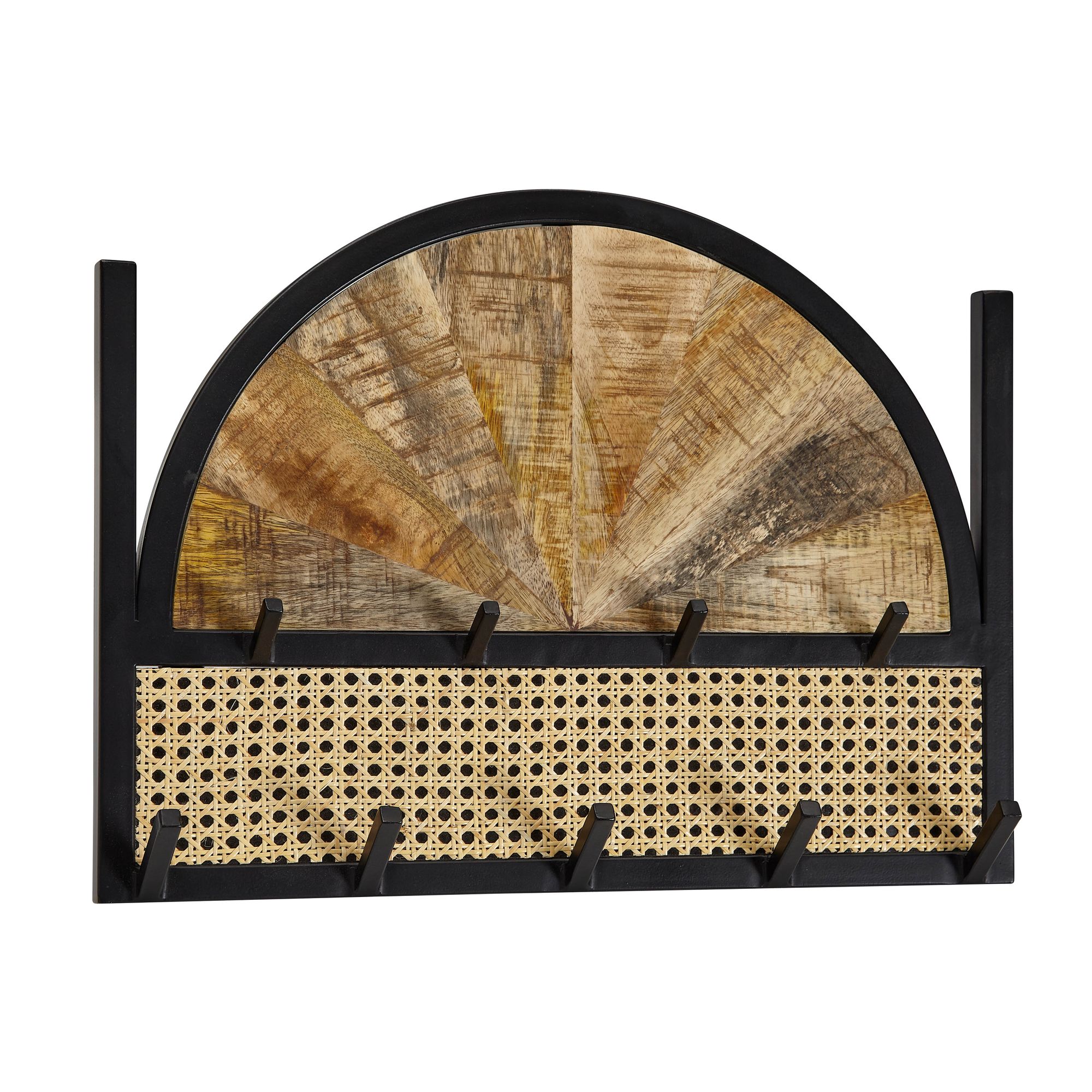 Wandgarderobe Mango und Rattan mit 9 Haken