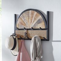 Wandgarderobe FineBuy Massivholz 53 cm Garderobe Flur Wiener Geflecht Paneel – Ansicht 1
