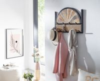 Wandgarderobe FineBuy Massivholz 53 cm Garderobe Flur Wiener Geflecht Paneel – Ansicht 2