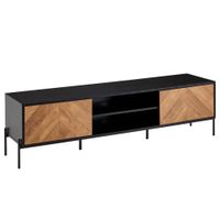 TV-Board Kommode 160cm MDF Eiche Schwarz Dekor Design Lowboard mit 2 Türen Fernsehschrank – Ansicht 6