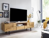 TV-Board Kommode 160cm MDF Eiche Dekor Design Lowboard mit 2 Türen & Schublade Fernsehschrank – Ansicht 7