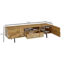 TV-Board Kommode 160cm MDF Eiche Dekor Design Lowboard mit 2 Türen & Schublade Fernsehschrank – Ansicht 3