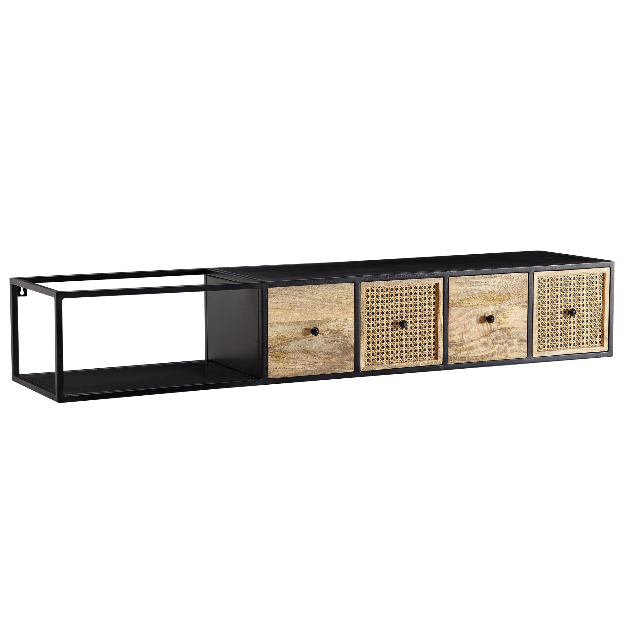 FineBuy Lowboard Hängend Mango Massivholz / Metall 150x25x35 cm TV-Schrank Schwarz, Design Fernsehtisch Wiener Geflecht Modern, Fernsehschrank Wand, TV-Kommode Fernsehkommode zum Aufhängen | Farbe: Schwarz FineBuy Lowboard Hängend Mango Massivholz / Metall 150x25x35 cm TV-Schrank Schwarz, Design Fernsehtisch Wiener Geflecht Modern, Fernsehschrank Wand, TV-Kommode Fernsehkommode zum Aufhängen | Farbe: Schwarz