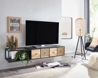 Massive TV-Board Kommode 150cm hängend Mango Massivholz Wiener Geflecht Rattan TV Lowboard – Ansicht 7