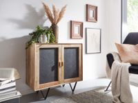 FineBuy Sideboard 80x75x35cm Holz Massiv Stein Kommode Anrichte mit Türen Modern – Ansicht 4