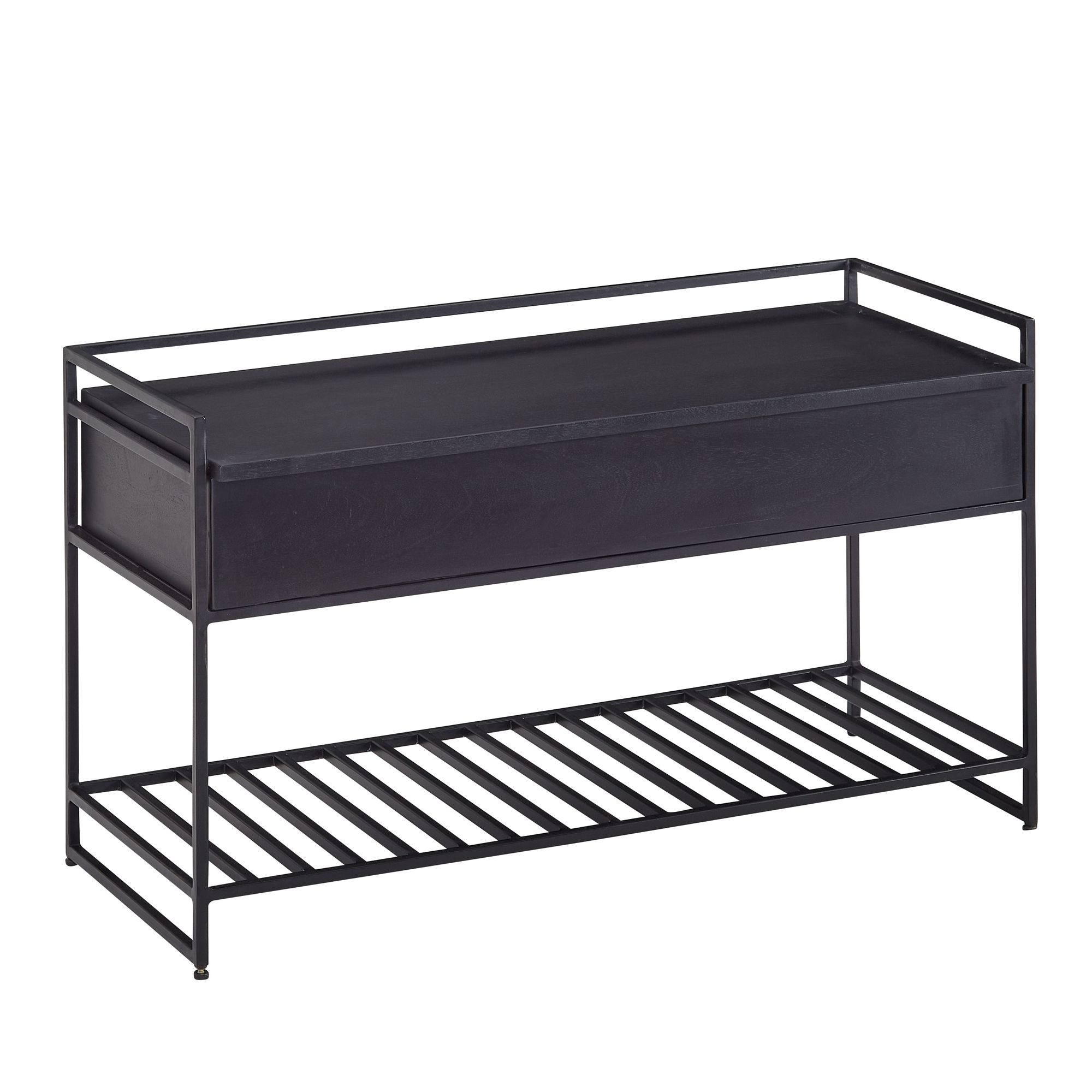 FineBuy Sitzbank mit Stauraum 90 cm Mango Massivholz - Garderobenbank Holz mit Schuhablage - Schuhbank mit Sitzfläche - Flurbank Handmade | Farbe: Schwarz FineBuy Sitzbank mit Stauraum 90 cm Mango Massivholz - Garderobenbank Holz mit Schuhablage - Schuhbank mit Sitzfläche - Flurbank Handmade | Farbe: Schwarz
