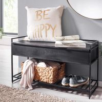 Sitzbank FineBuy Flurbank mit Stauraum 90x52x38 cm Massivholz Bank Flur Truhe – Ansicht 1