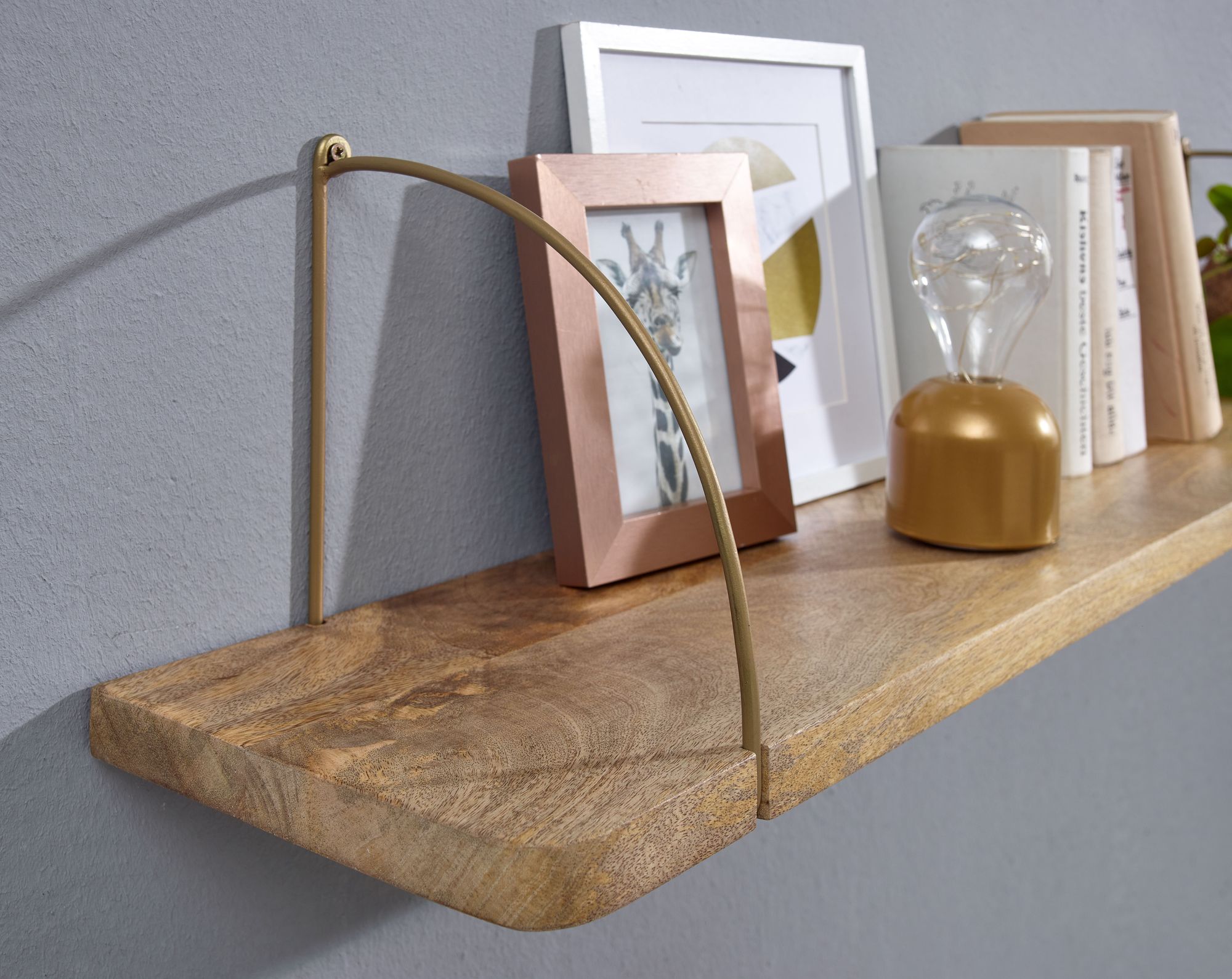 FineBuy Wandregal Holz Metall Hängeregal Regal Klein Industrial Bücherregal Wand – Ansicht 4