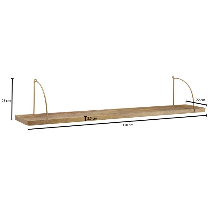 FineBuy Wandregal Holz Metall Hängeregal Regal Klein Industrial Bücherregal Wand – Maßzeichnung