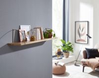 FineBuy Wandregal Holz Metall Hängeregal Regal Klein Industrial Bücherregal Wand – Ansicht 2