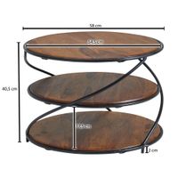 FineBuy Couchtisch Sheesham Massivholz Ø58 cm Ablagen Industrial Wohnzimmertisch – Ansicht 3