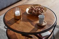 FineBuy Couchtisch Sheesham Massivholz Ø58 cm Ablagen Industrial Wohnzimmertisch – Ansicht 4