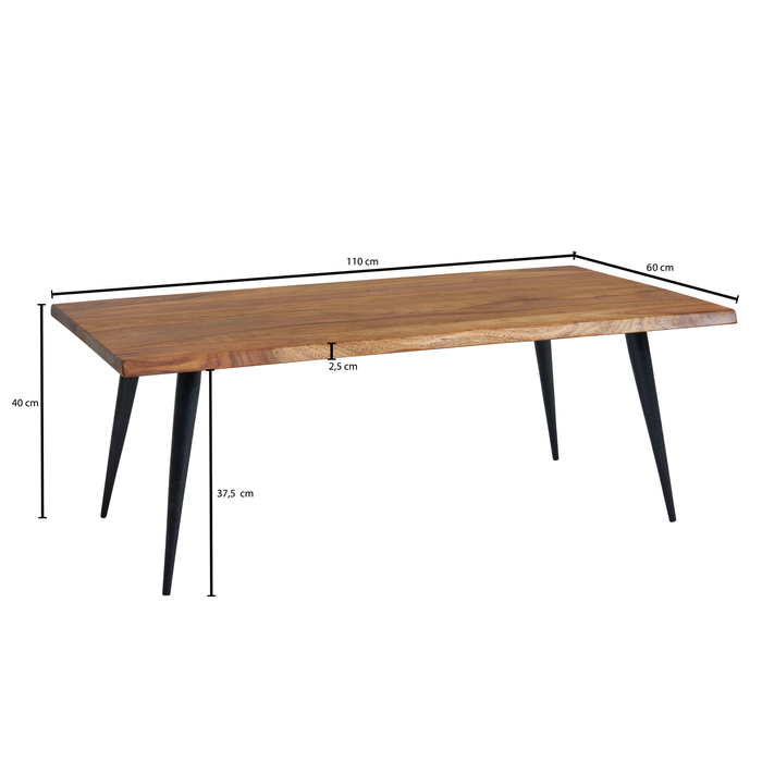 Couchtisch FineBuy Holz Massiv Sofatisch Wohnzimmertisch Tisch Baumkante Modern – Maßzeichnung