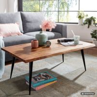 Couchtisch FineBuy Holz Massiv Sofatisch Wohnzimmertisch Tisch Baumkante Modern – Ansicht 1
