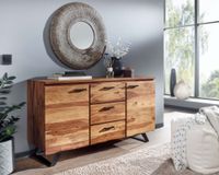 Massivholz Sideboard 145cm Sheesham Design Kommode mit 2 Türen & 3 Schubladen Baumkante – Ansicht 7