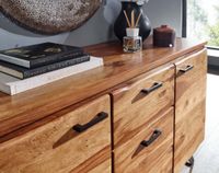 Massivholz Sideboard 145cm Sheesham Design Kommode mit 2 Türen & 3 Schubladen Baumkante – Ansicht 5