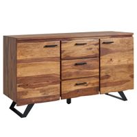 Massivholz Sideboard 145cm Sheesham Design Kommode mit 2 Türen & 3 Schubladen Baumkante – Ansicht 6
