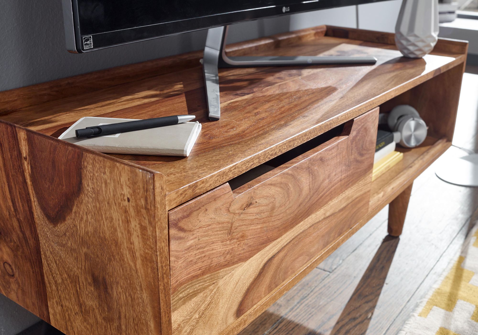 TV Schrank FineBuy Lowboard 95x44x34 cm Holz Fernsehkommode Fernsehschrank – Ansicht 5