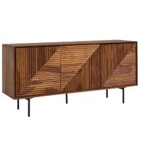 Massivholz Design Sideboard 150cm Sheesham Kommode mit 3 Türen Retro Design Metall schwarz – Ansicht 6