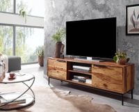 Massive TV-Board Kommode 150cm Sheesham Massivholz Fernsehschrank Lowboard mit 2 Türen – Ansicht 7