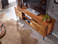 Massive TV-Board Kommode 150cm Sheesham Massivholz Fernsehschrank Lowboard mit 2 Türen – Ansicht 4