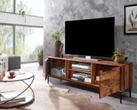 Massive TV-Board Kommode 150cm Sheesham Massivholz Fernsehschrank Lowboard mit 2 Türen – Ansicht 2