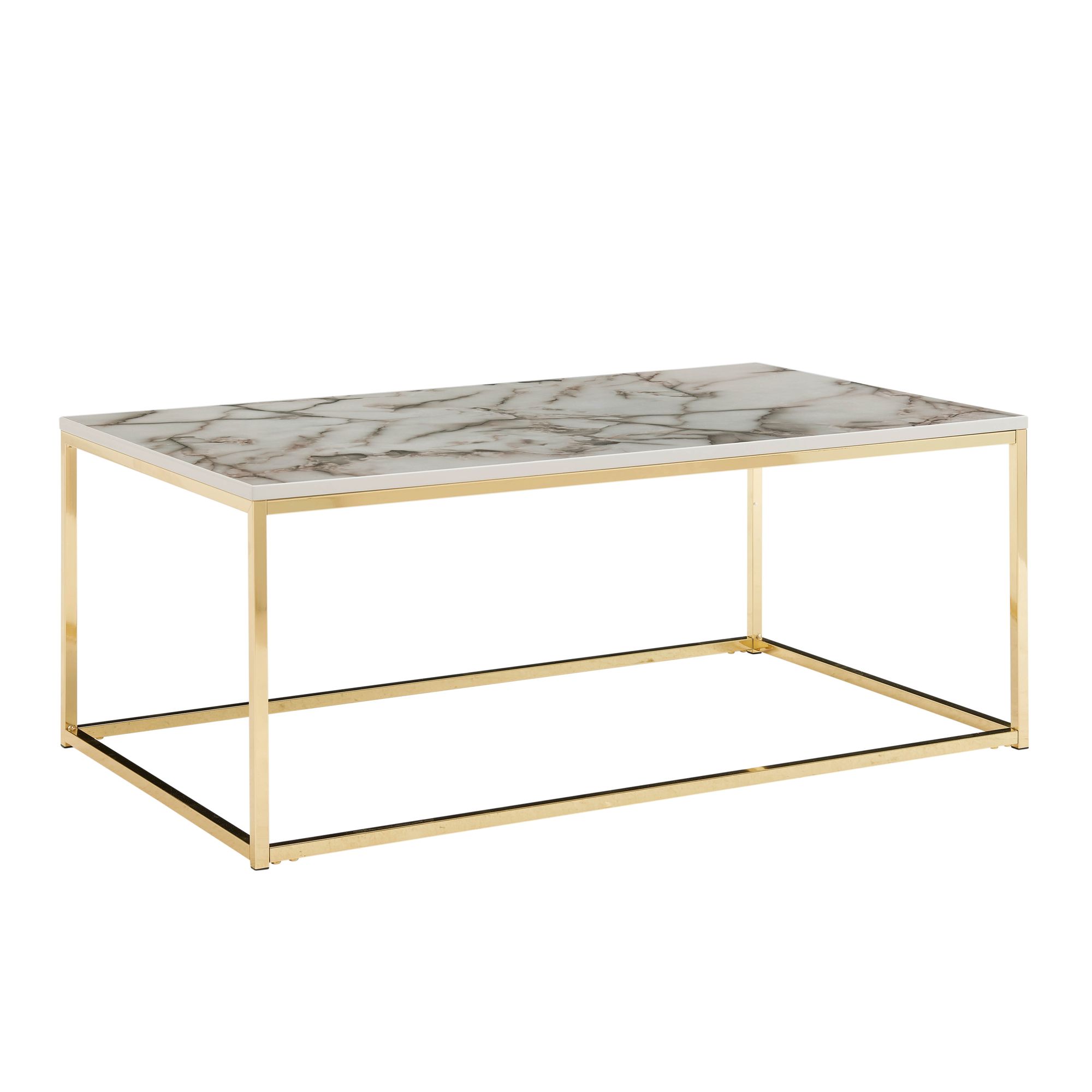 Couchtisch 100cm rechteckig Marmor Optik Metallgestell Wohnzimmertisch – Ansicht 6