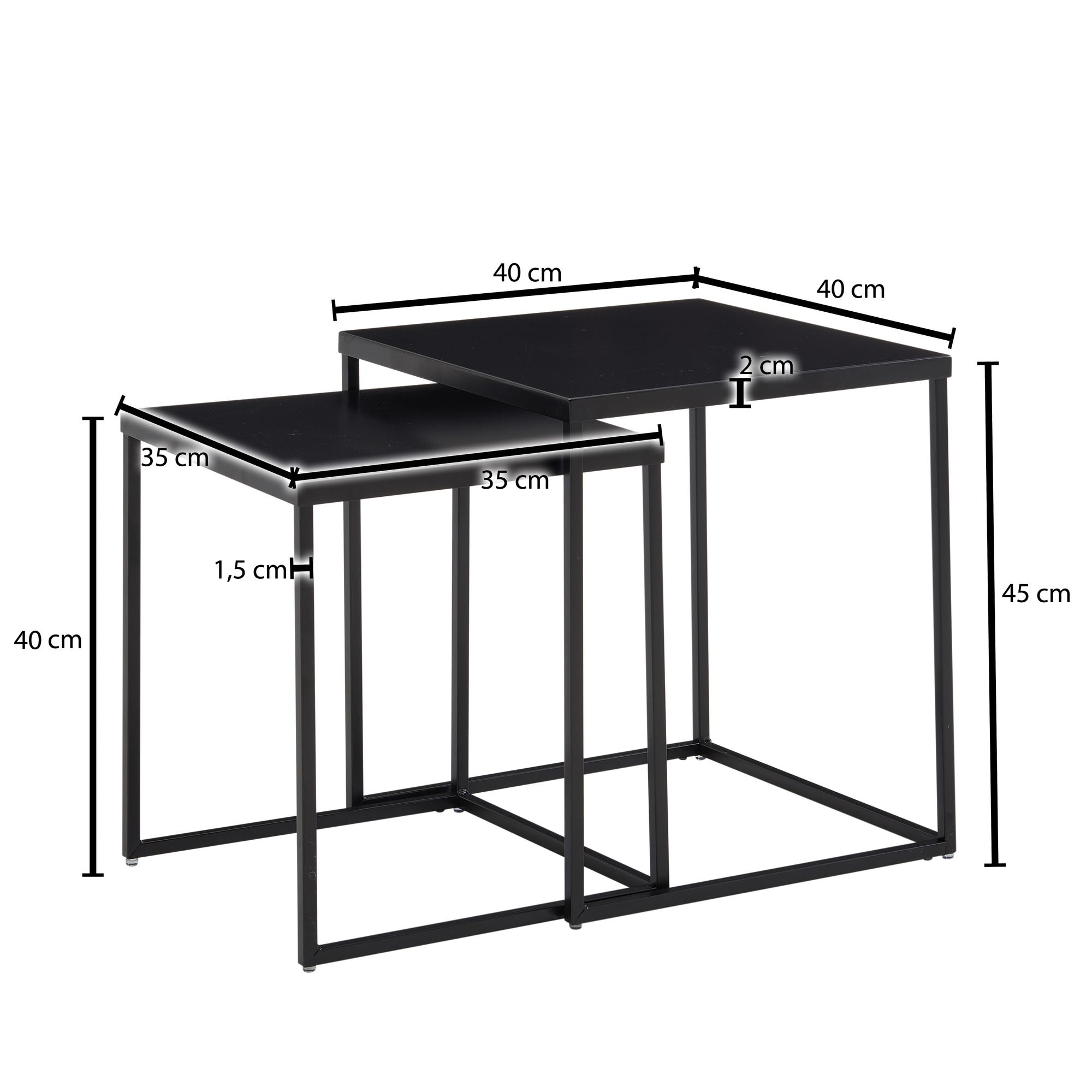 Beistelltisch FineBuy Satztisch Metall 2 teilig Couchtisch Tisch Set Schwarz – Ansicht 3