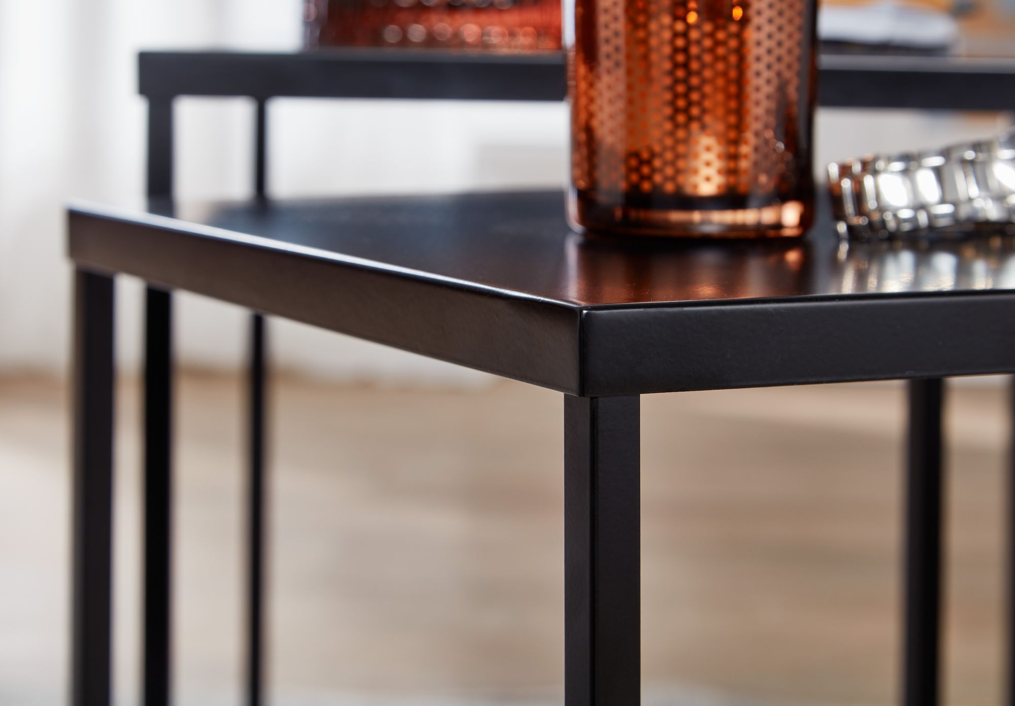 Beistelltisch FineBuy Satztisch Metall 2 teilig Couchtisch Tisch Set Schwarz – Ansicht 4
