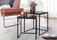 Beistelltisch FineBuy Satztisch Metall 2 teilig Couchtisch Tisch Set Schwarz – Ansicht 2