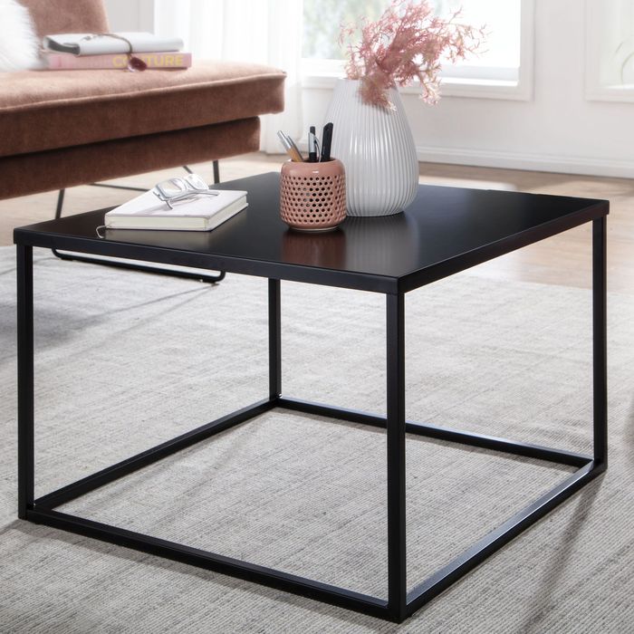 Couchtisch Quadratisch 60cm Schwarz Metall Design Wohnzimmertisch Beistelltisch