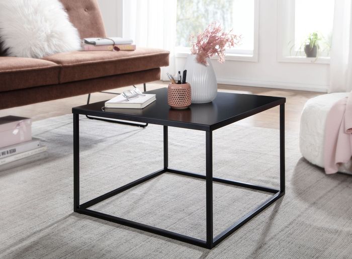 FineBuy Couchtisch 60x60x40 cm Metall Wohnzimmertisch Industrial Schwarz, Sofatisch Quadratisch, Loungetisch Kaffeetisch Stahl, Beistelltisch Quadratisch 4251757710438
