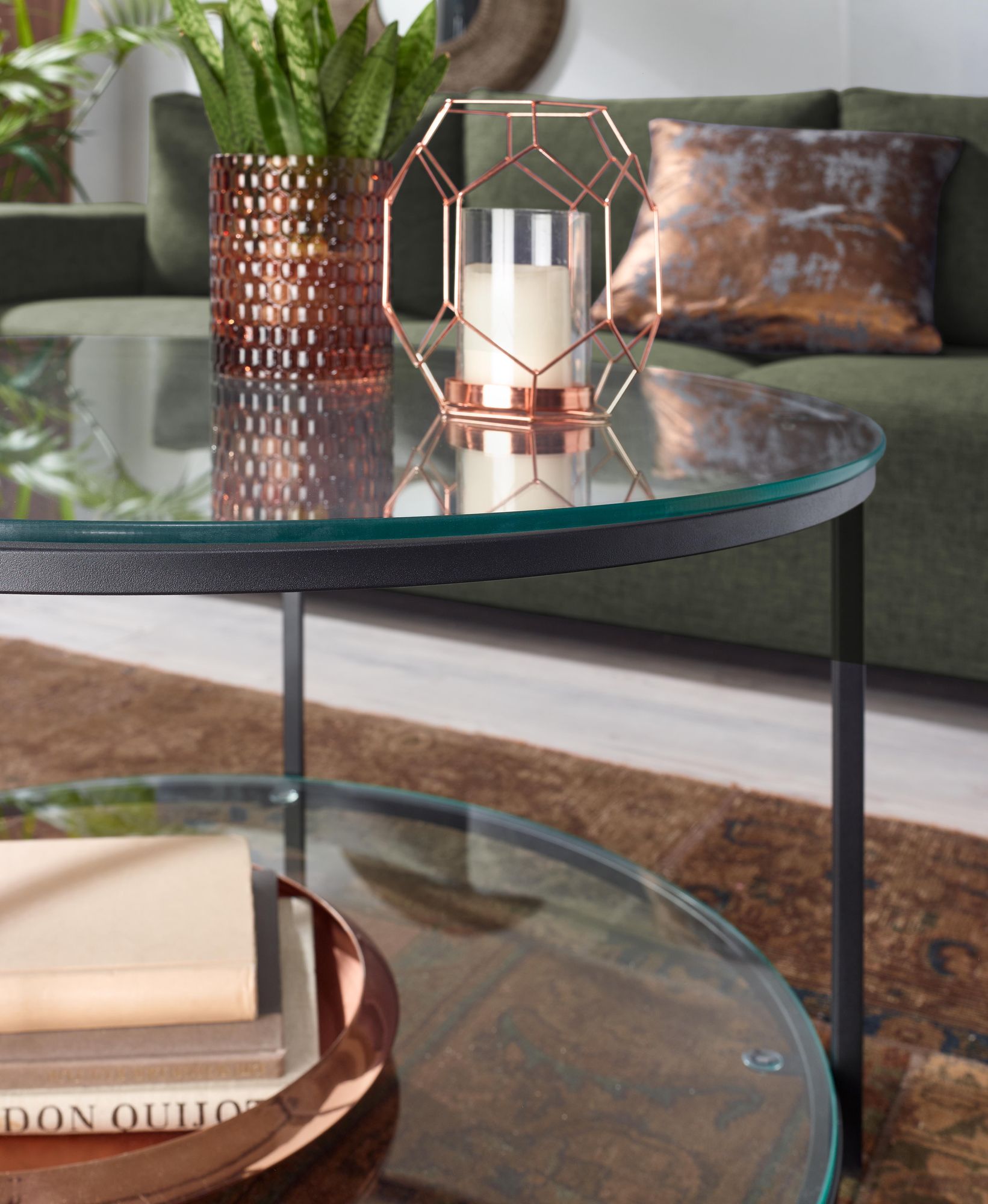 Couchtisch FineBuy Sofatisch Glas Wohnzimmertisch Ø 80 cm Rund Tisch Stauraum – Ansicht 5
