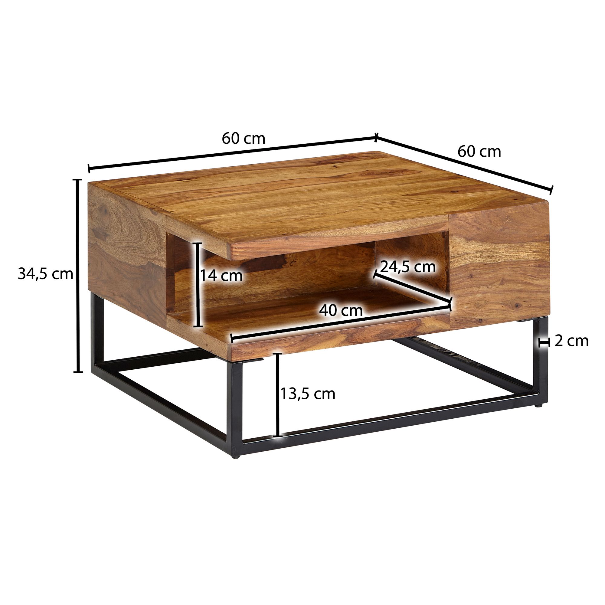 Couchtisch FineBuy Sofatisch Holz Massiv 60x60x34,5 cm Wohnzimmertisch Tisch – Ansicht 3