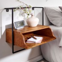 Nachtkonsole Wandmontage Massiv Ablage schwebender Nachttisch Wandboard Stauraum – Ansicht 1