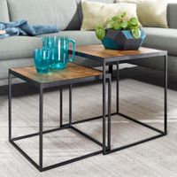Beistelltisch FineBuy Satztisch Massivholz 2 teilig Couchtisch Tisch Set Eckig – Ansicht 1