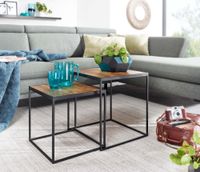 Beistelltisch FineBuy Satztisch Massivholz 2 teilig Couchtisch Tisch Set Eckig – Ansicht 2