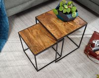 Beistelltisch FineBuy Satztisch Massivholz 2 teilig Couchtisch Tisch Set Eckig – Ansicht 4