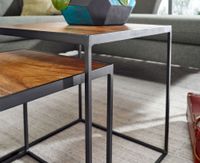 Beistelltisch FineBuy Satztisch Massivholz 2 teilig Couchtisch Tisch Set Eckig – Ansicht 5