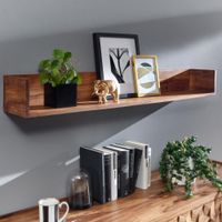 Wandregal FineBuy Hängeregal Holz Massiv 120x15x20 cm Regal Groß Schwebend – Ansicht 1