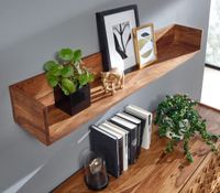 Wandregal FineBuy Hängeregal Holz Massiv 120x15x20 cm Regal Groß Schwebend – Ansicht 4