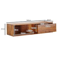 TV-Board Kommode 110cm hängend Sheesham Massivholz TV Lowboard mit 1 Schublade – Ansicht 3