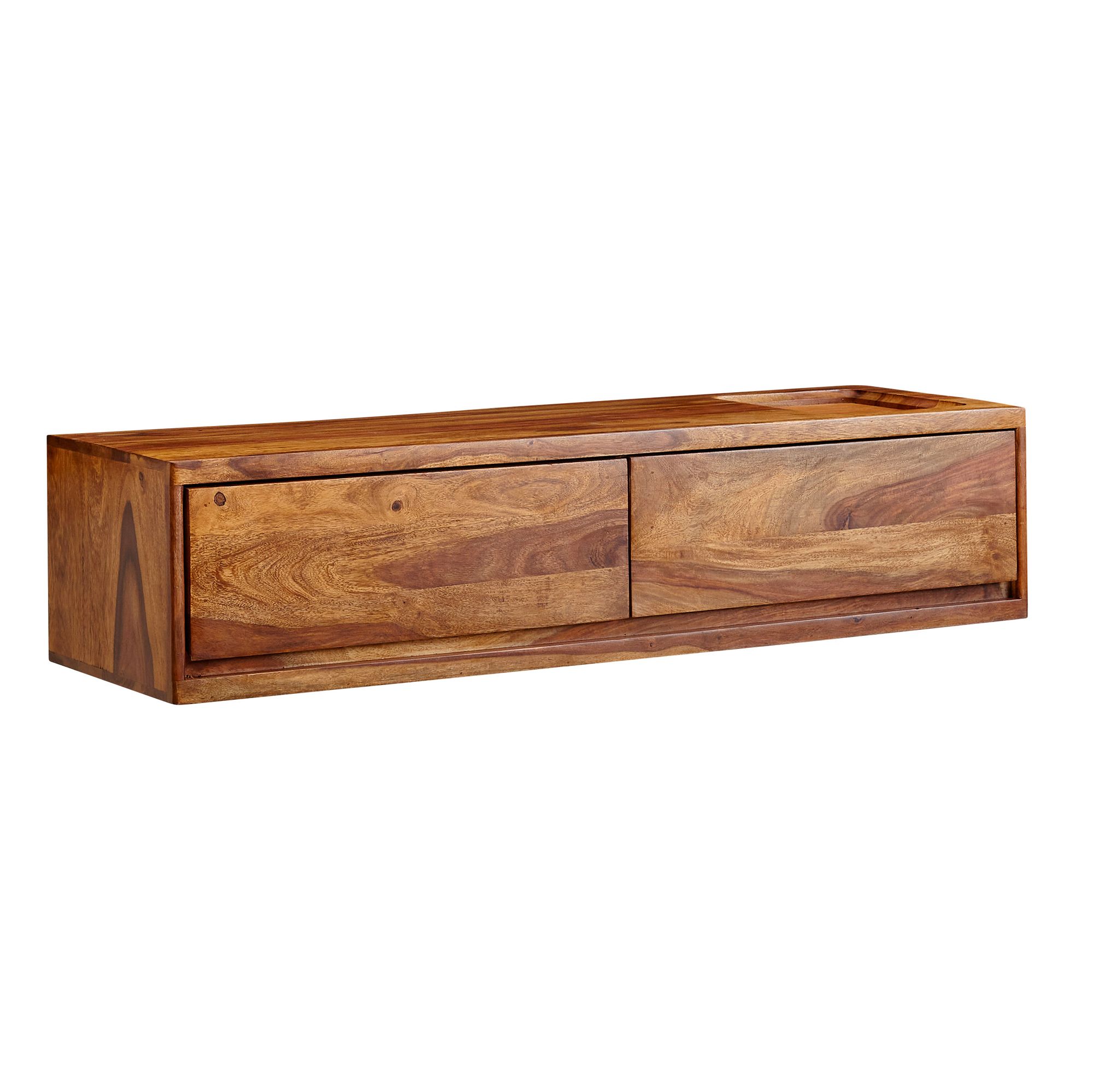 TV-Board Kommode 110cm hängend Sheesham Massivholz TV Lowboard mit 2 Schubladen – Ansicht 6