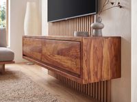 TV-Board Kommode 110cm hängend Sheesham Massivholz TV Lowboard mit 2 Schubladen – Ansicht 5