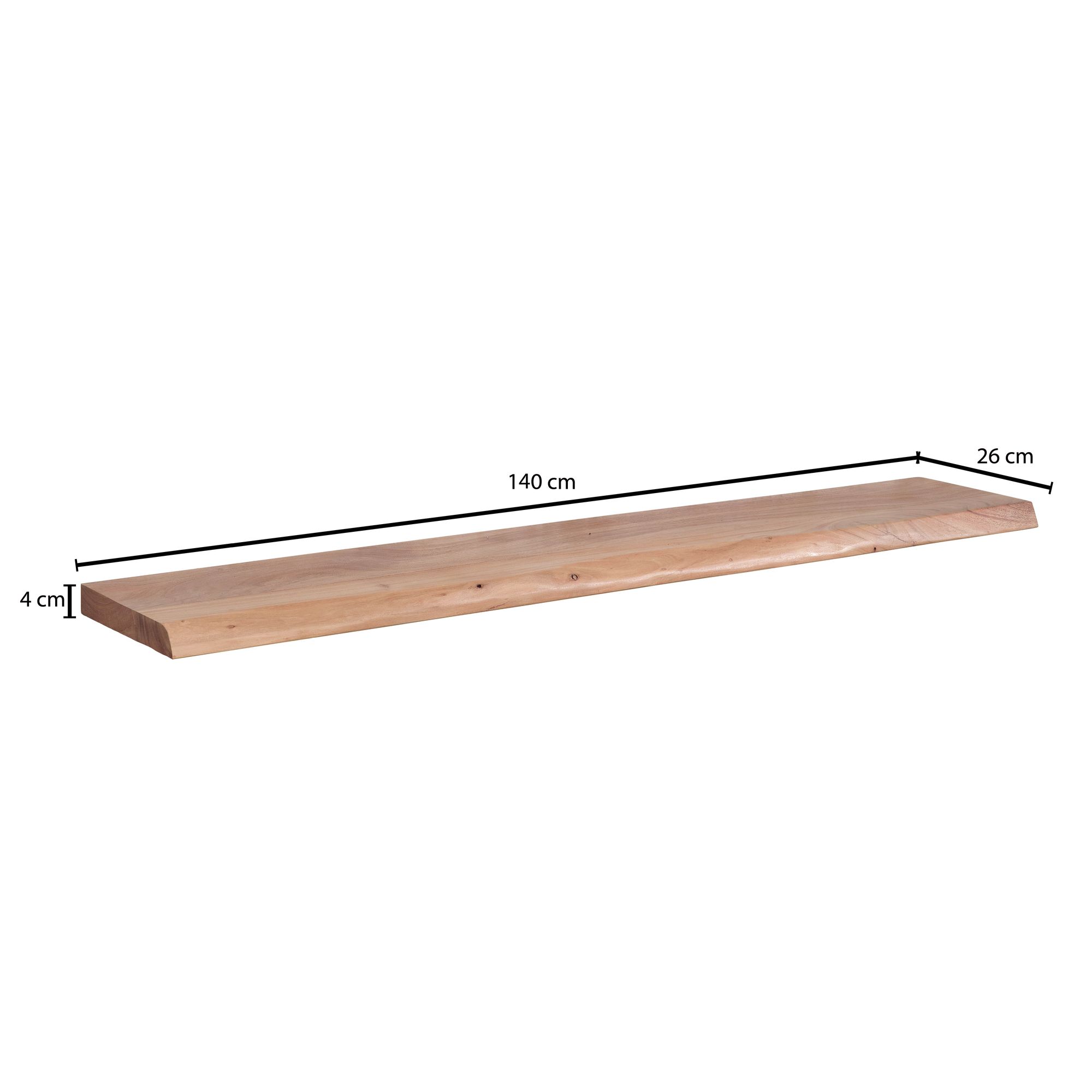Wandregal FineBuy Baumkante Akazie Holz Schweberegal Regal Massiv Hängeregal – Ansicht 3