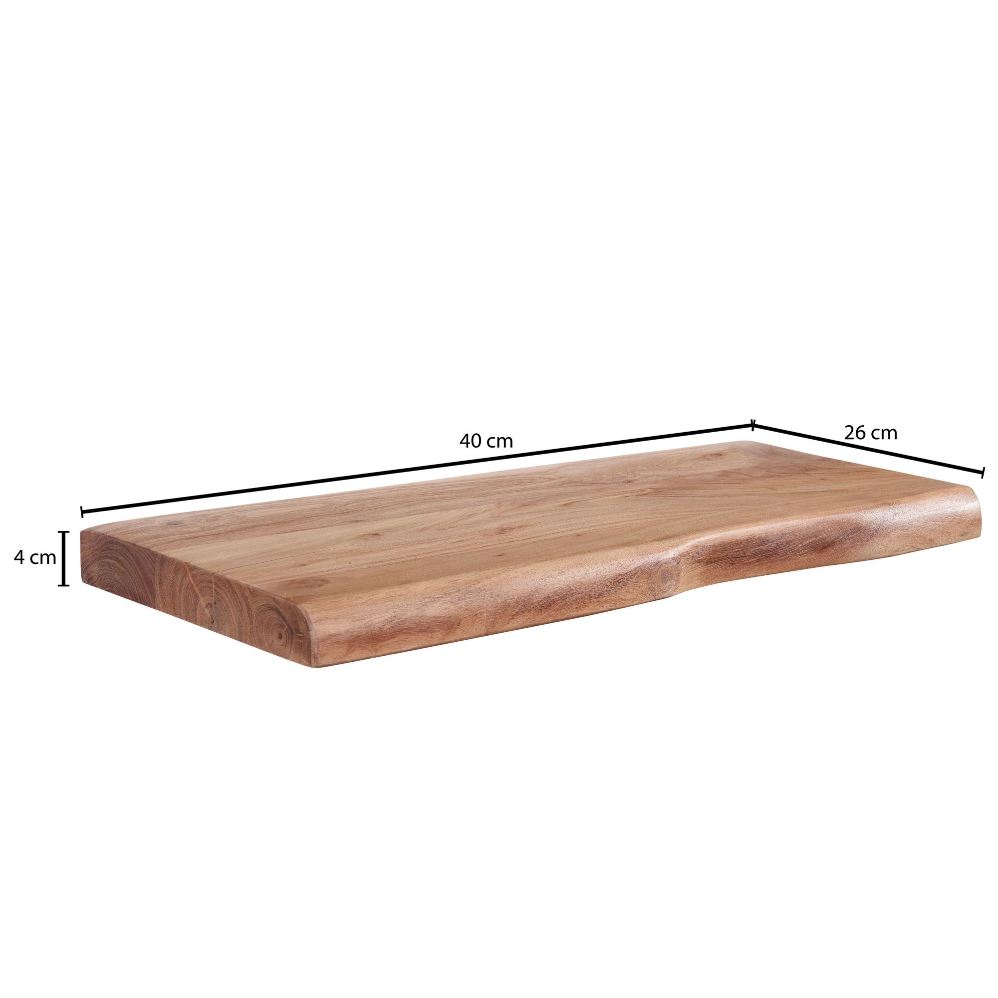 Wandregal FineBuy Baumkante Akazie Holz Schweberegal Regal Massiv Hängeregal – Ansicht 3
