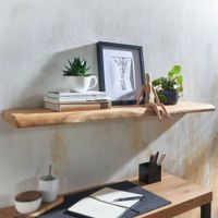 Wandregal FineBuy Baumkante Akazie Holz Schweberegal Regal Massiv Hängeregal – Ansicht 1