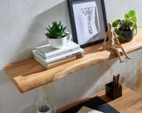 Wandregal FineBuy Baumkante Akazie Holz Schweberegal Regal Massiv Hängeregal – Ansicht 4