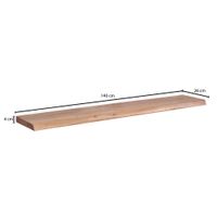 Wandregal FineBuy Baumkante Akazie Holz Schweberegal Regal Massiv Hängeregal – Ansicht 3